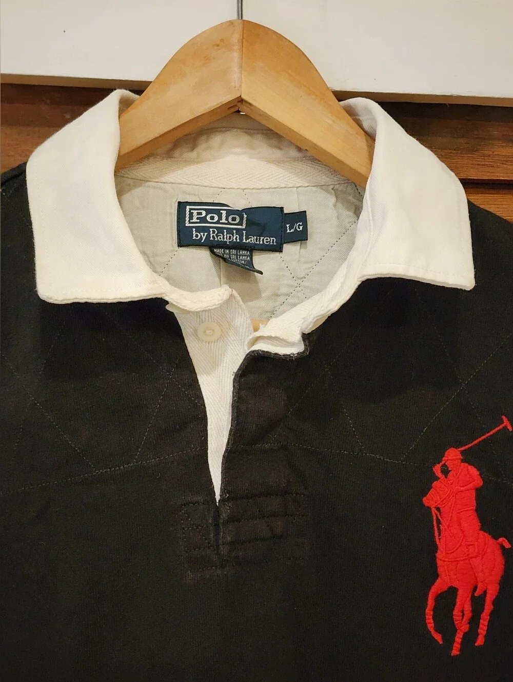 90s Polo Ralph Lauren Shirt Mens Rugby Big Pony Long Sleeve #3 Size L